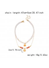 Golden jewelry,Double-layered Gold Color and Pearl Necklace