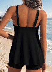ROTITA Black Lace Up American Flag Print Tankini Top-No Bottom