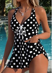 maillot de bain une pièce à pois noirs à plusieurs épaisseurs Rotita