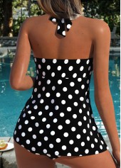 Black swimwear,Dot swimwear,ROTITA Black Layered Polka Dot One Piece Swimdress