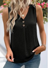 ROTITA Tummy Coverage Black V Neck Sleeveless Tank Top
