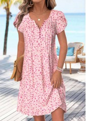 Robe courte à petits carreaux rose clair Rotita