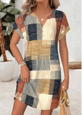 ROTITA Multi Color Geometric Print Tummy Coverage Short Dress