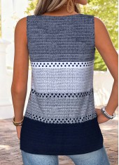 Blue tops,Striped tops,Geometric tops,ROTITA Tie Striped Blue V Neck Sleeveless Tank Top