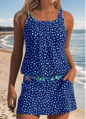 ensemble tankini deux pièces bleu à pois taille mi-haute Rotita