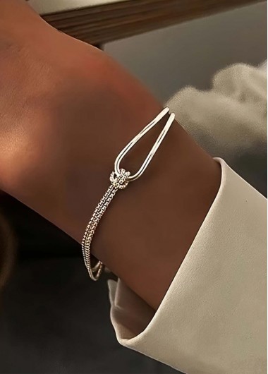 Silver jewelry,Silver Color Iron Twist Detail Bracelet