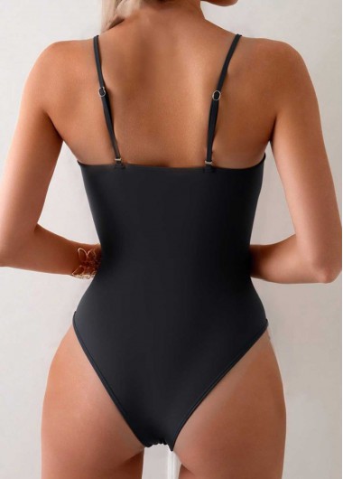 Black swimwear,Plain Color swimwear,Black Wrap Ruched One Piece Swimwear