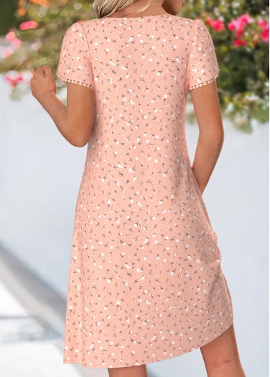 Dusty Pink dresses,Ditsy Floral dresses,Everyday dresses,Casual dresses,ROTITA Dusty Pink Ditsy Floral Print Tuck Stitch Dress