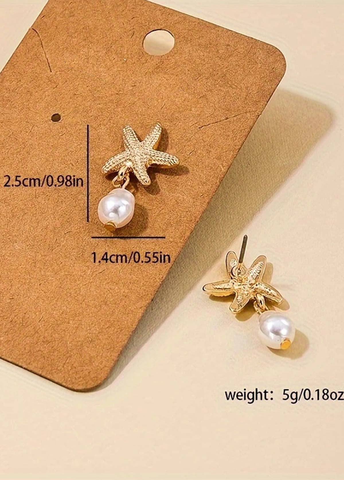 Golden jewelry,Animal Print jewelry,Golden Alloy Pearl Design Starfish Earrings