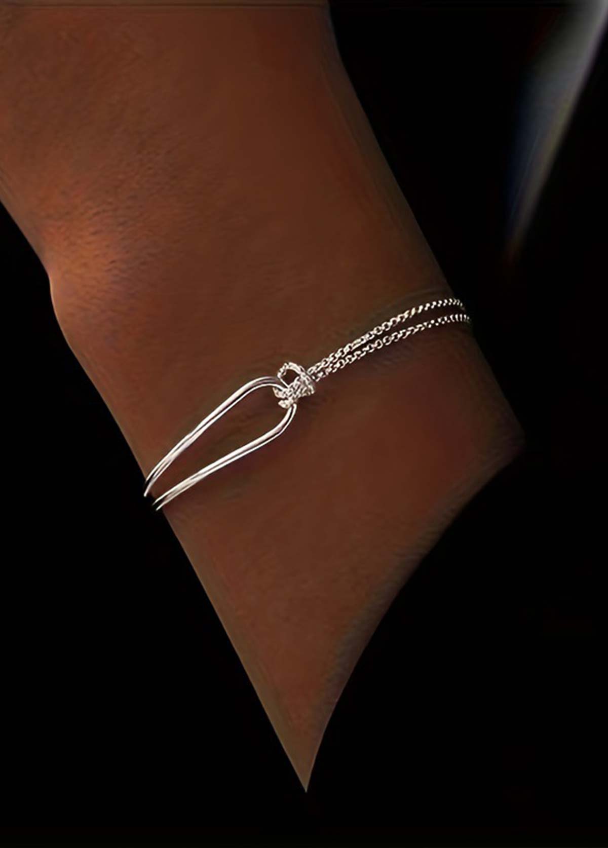 Silver jewelry,Silver Color Iron Twist Detail Bracelet