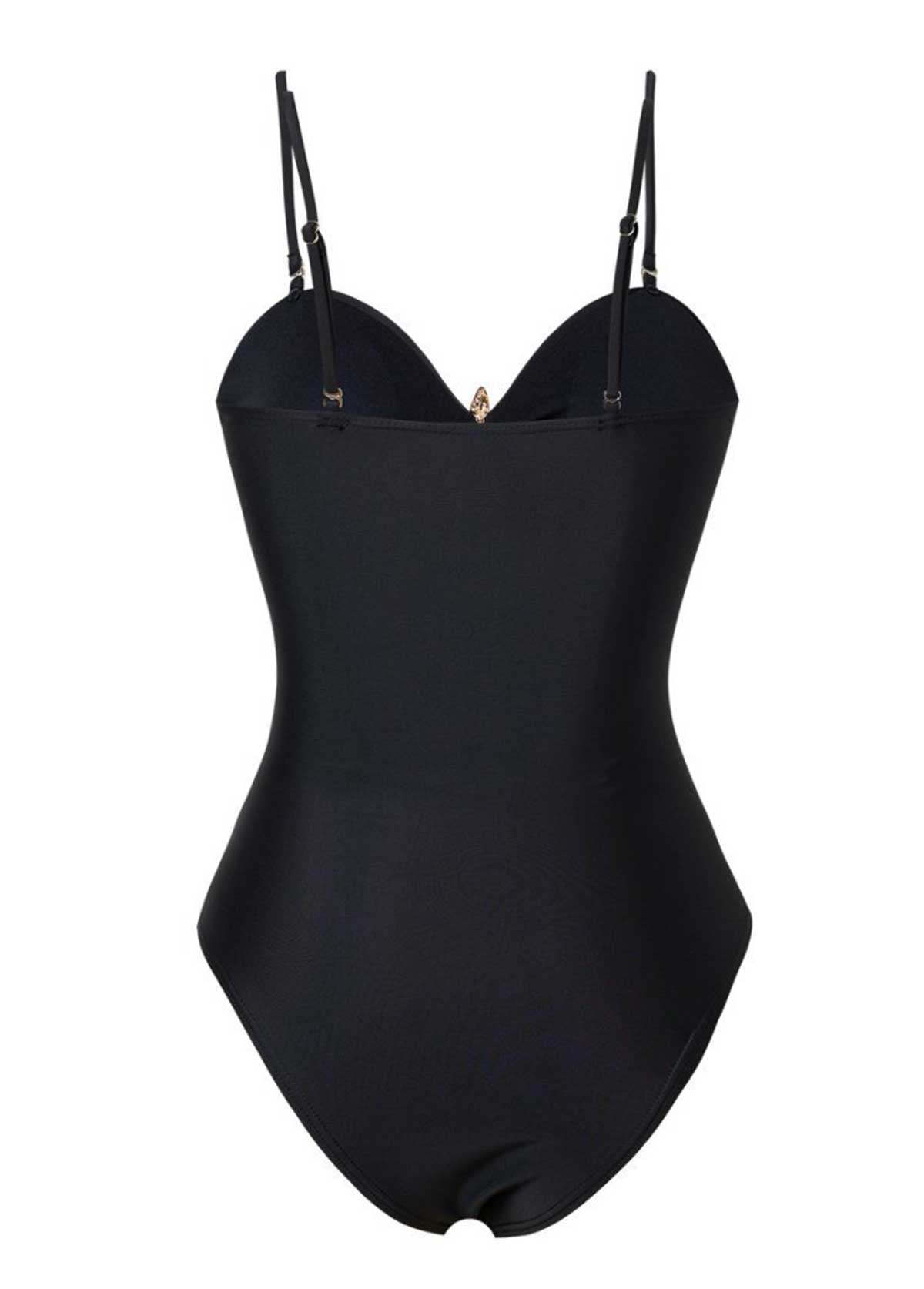 Black swimwear,Plain Color swimwear,Black Wrap Ruched One Piece Swimwear