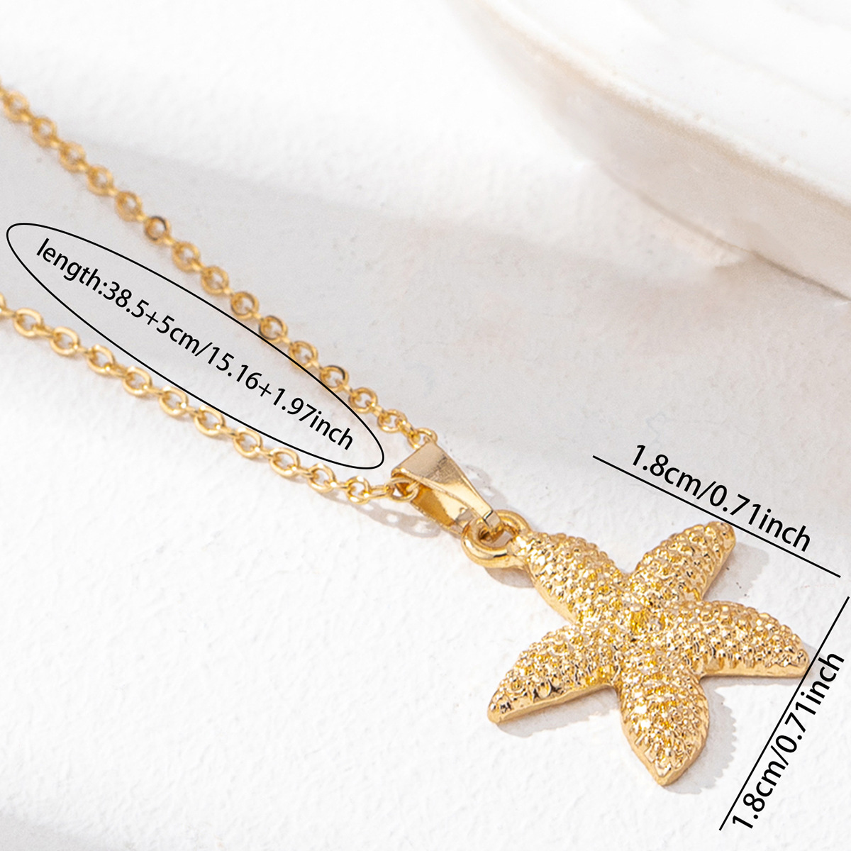 Golden jewelry,Animal Print jewelry,Golden Starfish Design Animal Alloy Necklace