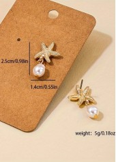 Golden jewelry,Animal Print jewelry,Golden Alloy Pearl Design Starfish Earrings