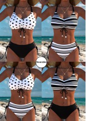 Rotita mittelhoher wendbarer gestreifter schwarzer Bikini-Satz