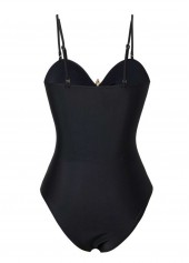 Black swimwear,Plain Color swimwear,Black Wrap Ruched One Piece Swimwear