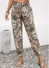 pantalon de jogging rose poudré à imprimé tribal doux et taille élastique