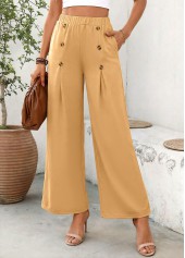 Soft Dark Camel Wide Leg Elastic Waist Pants