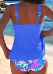Purplish Blue swimwear,Animal Print swimwear,ROTITA Purplish Blue Tummy Coverage Marine Life Print Tankini Set