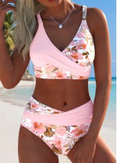 Rotita Bikini-Set in Hellrosa mit tropischem Pflanzenmuster