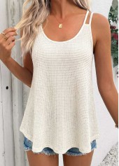 ROTITA Tummy Coverage Beige Scoop Neck Strappy Camisole Top