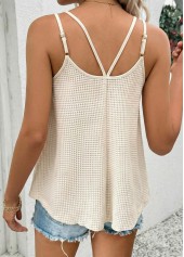 Beige tops,Plain Color tops,ROTITA Tummy Coverage Beige Scoop Neck Strappy Camisole Top