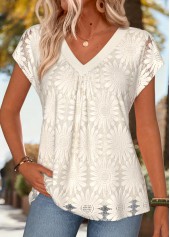 ROTITA Tummy Coverage White V Neck Short Sleeve T Shirt