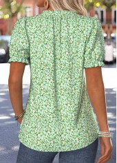 Light Green tops,Ditsy Floral tops,ROTITA Tuck Stitch Ditsy Floral Print Light Green T Shirt