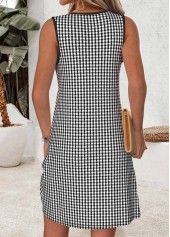 Black dresses,Plaid dresses,Vacation dresses,Vacation dresses,ROTITA Red Tummy Coverage Short Round Neck Sleeveless Dress