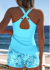 Blue swimwear,Animal Print swimwear,ROTITA Tummy Coverage Blue Marine Life Print Tankini Set