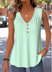 ROTITA Curved Hem Mint Green V Neck Sleeveless Tank Top