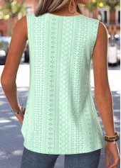 Mint Green tops,Plain Color tops,ROTITA Curved Hem Mint Green V Neck Sleeveless Tank Top