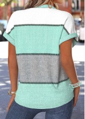 Mint Green plus size,Geometric plus size,ROTITA Plus Size Tummy Coverage Mint Green Geometric Print Blouse