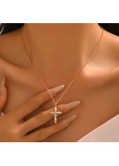 Collier en cuivre doré avec zircon et motif croix