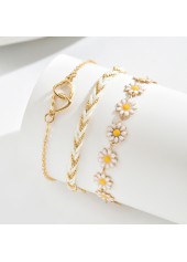 Golden jewelry,Floral jewelry,Heart jewelry,Plants jewelry,Heart Golden Daisy Flower Alloy Anklets