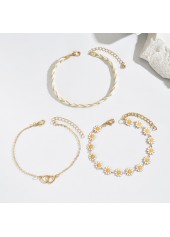 Golden jewelry,Floral jewelry,Heart jewelry,Plants jewelry,Heart Golden Daisy Flower Alloy Anklets