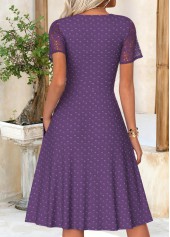 Purple dresses,Plain Color dresses,Everyday dresses,Casual dresses,ROTITA Purple Surplice V Neck Short Sleeve Dress