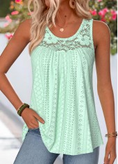 ROTITA Curved Hem Mint Green Scoop Neck Sleeveless Tank Top
