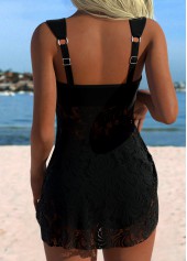 Rotita Tankini-Top mit schwarzer Spitze und Patchwork-Muster-Kein Boden