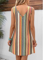 Multi Color dresses,Striped dresses,Geometric dresses,Everyday dresses,Casual dresses,ROTITA Multi Color Striped Twist Short V Neck Strappy Dress