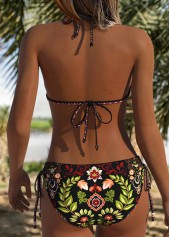 Black swimwear,Tribal swimwear,ROTITA Black Two-piece Tribal Print Low Waisted Bikini Set