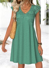 robe courte à col en V Rotita cyan couvrant le ventre