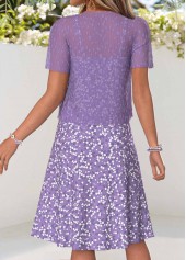 Light Purple dresses,Ditsy Floral dresses,Vacation dresses,Vacation dresses,ROTITA Light Purple Ditsy Floral Print Dress and Cardigan