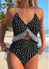 Rotita schwarzer gefälschter 2-in-1-Einteiler mit Polka-Dots