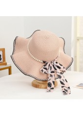 chapeau à imprimé végétal rose poudré