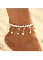 bracelet de cheville beige en alliage avec détails en perle