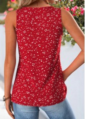 Red tops,Dot tops,ROTITA Patchwork Polka Dot Red V Neck Sleeveless Tank Top