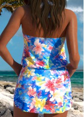 Blue swimwear,Animal Print swimwear,ROTITA Blue Fake 2in1 Marine Life Print Tankini Set