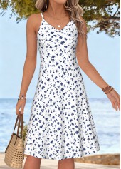 White dresses,Ditsy Floral dresses,Everyday dresses,Casual dresses,ROTITA White Ditsy Floral Print Tummy Coverage Dress and Cardigan