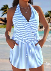 Light Blue swimwear,Striped swimwear,Geometric swimwear,ROTITA Light Blue Striped Tankini Set