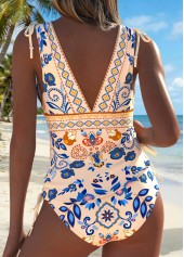 Multi Color swimwear,Tribal swimwear,ROTITA Multi Color Lace Up Tribal Print Tankini Set
